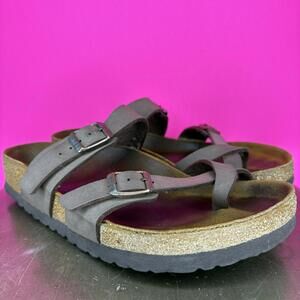 Birkenstock Mayari Mocha Brown Birko-Flor Toe Loop Double Strap Sandal US 6